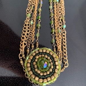 Vintage Choker Necklace with Green Peridot Stones
